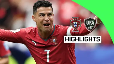 Cristiano Ronaldo celebrates scoring for Portugal with a big smile at the fans at the 2026 World Cup