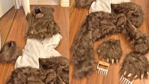 California Department of Insurance The bear costume used in an alleged insurance fraud scam