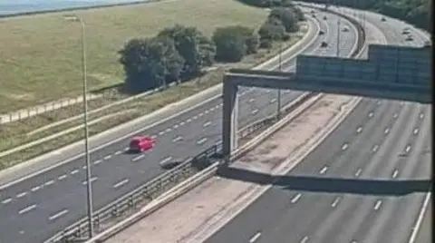Highways England Overhead screenshot of the M60 which has small number of vehicles due to closure