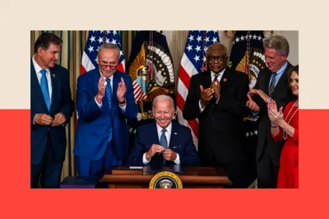 Getty Images Biden smiling and surrounded by people 