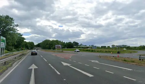 A road junction on an A road.
