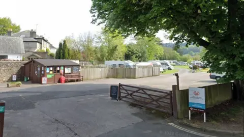 Google Google street view image of caravan park in Totnes from the entrance 