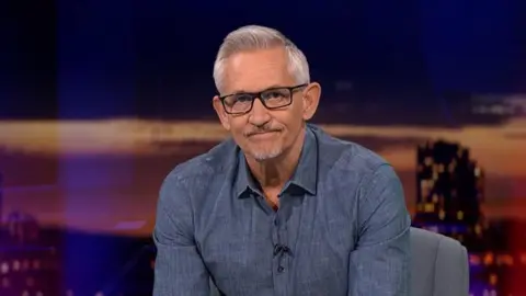 BBC Gary Lineker presenting his final Match of the Day show