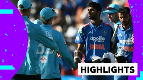 Washington Sundar shakes hands with England players 