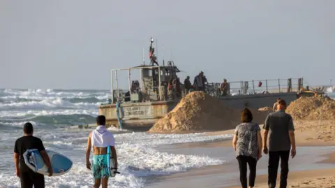 US military vessel run aground in Gaza