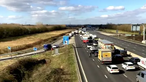 Tailbacks after the crash on the M4 in 2022.