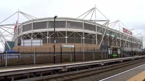 The Ricoh Arena, as seen from the Arena Park railway station.