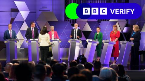 Picture showing all seven participants in the BBC debate