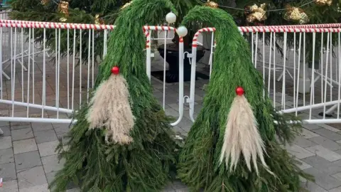 Wisbech Town Council Gnome-shaped Christmas decorations 