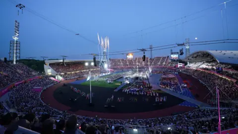 PA Fireworks over the Alexander Stadium during the Commonwealth Games