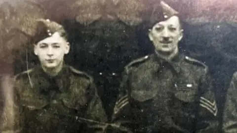 Les Budding Les Budding, pictured left, with Sgt Jack Grimsey, who was killed the day after D-Day