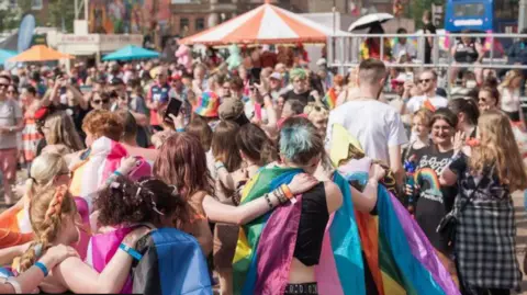 The crowd at 2023's Wolverhampton Pride event