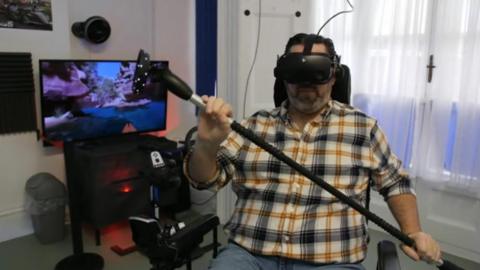 Man with virtual reality headset