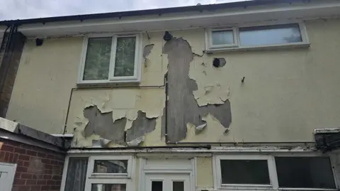 Render peeling from walls on the Eddleston Drive estate