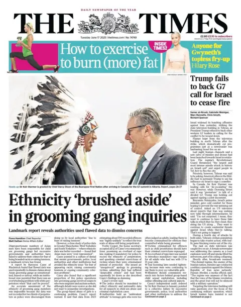 The headline on the front page of the Times reads: 