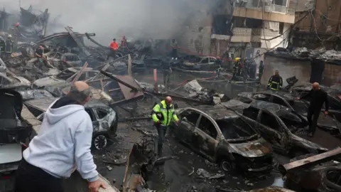 Reuters Rescuers work at the site of an Israeli strike in Beirut, Lebanon, April 8, 2026