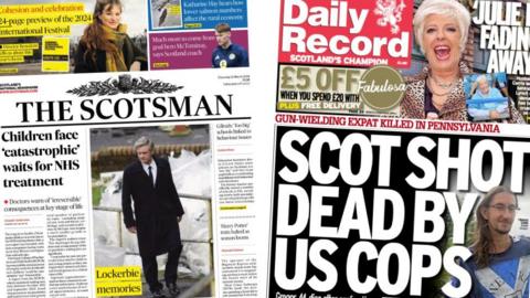 Composite image showing Thursday's Scotsman and Daily Record