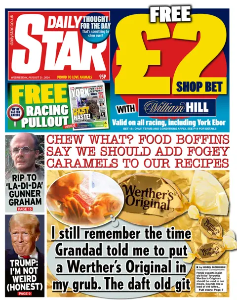 Daily Star front page, 21 August