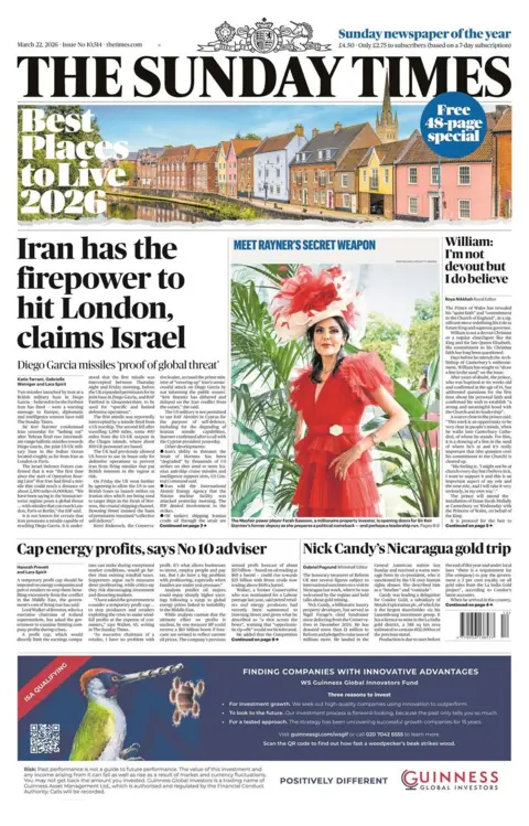 The headline on the front page of the Express reads: “Iran has the firepower to hit London, claims Israel”.