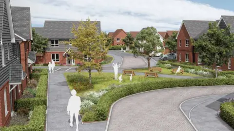 Taylor Wimpey An artist's impression of the proposed development with trees, shrubs and green spaces