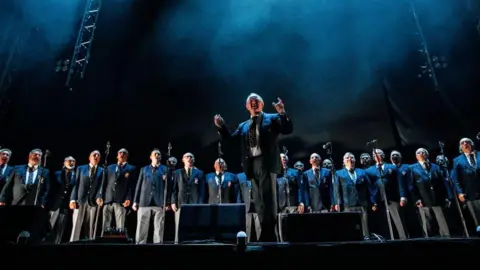 Getty Images Cwmbach Male Voice Choir performs to welcome Stereophonics to the stage at the Principality Stadium in 2022