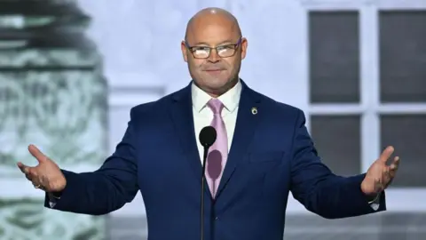 Getty Images Teamsters President Sean O'Brien speaks at the Republican National Convention