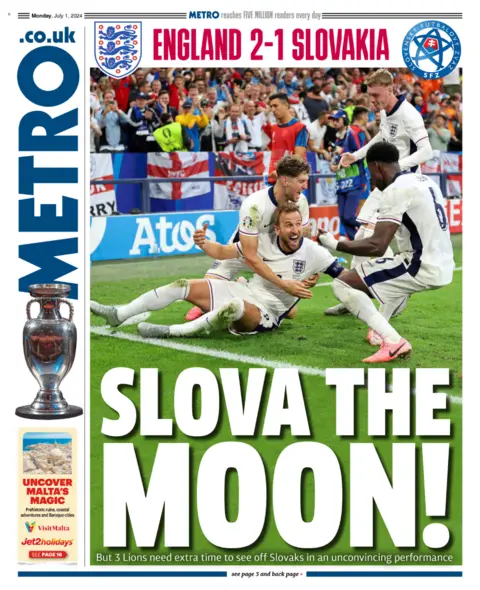 The headline on the front page of the Metro reads: “Slova the Moon!