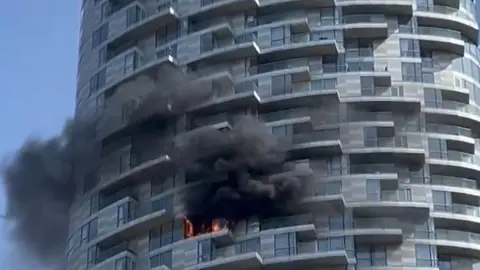 Close-up of the flat on fire