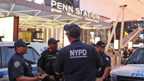 NYPD outside Penn Station after a stabbing