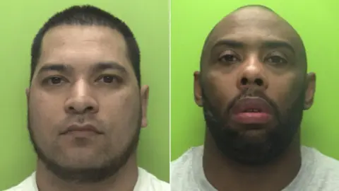 Nottinghamshire Police Custody photos show Lau and Yeboah in front of green backgrounds
