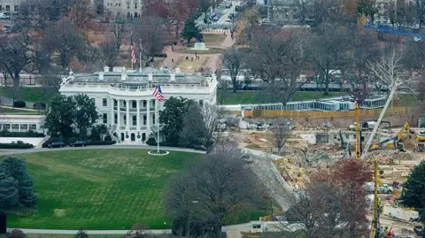 Getty Images The White House, seen with the historic East Wing demolished nearby