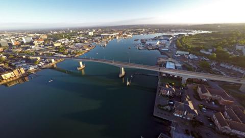 Aerial view of the Itchen Bridge