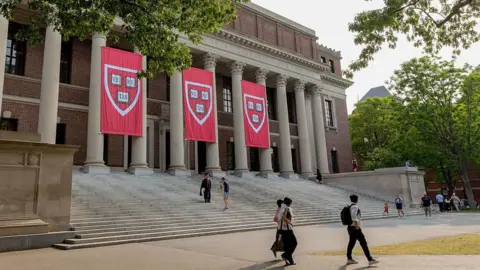 The Widener Library on the Harvard Campus in Cambridge, Massachusetts, US, on Wednesday, June 4, 2025