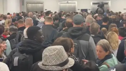 @CookieJarGolf Queues at Birmingham Airport on Monday