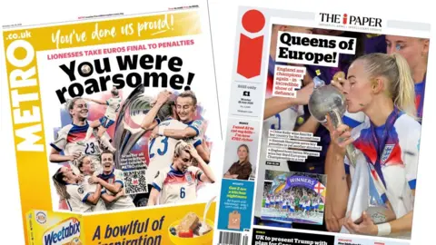 A composite image of the front pages of the Metro and the i Paper on 28 July 2025
