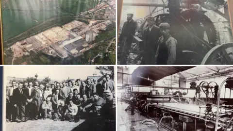 A composite image of old photographs of the mill