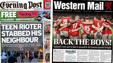 South Wales Evening Post and Western Mail front pages