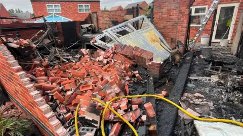 Leicestershire Fire and Rescue Service Piles of bricks on the floor