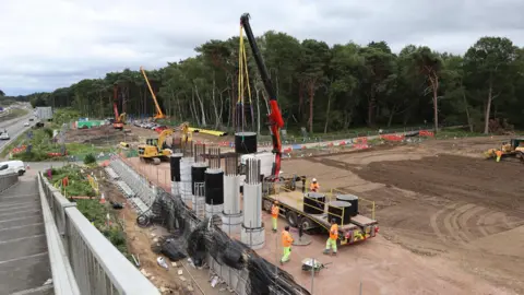 National Highways Work to build the new Wisley Lane bridge 
