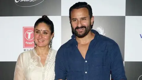 Getty Images MUMBAI, INDIA - AUGUST 10: Kareena Kapoor and Saif Ali Khan attend the screening of 'Laal Singh Chaddha' in Mumbai, India, on August 10, 2022.