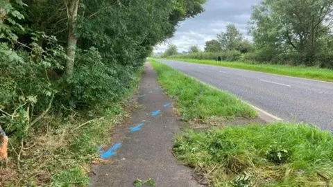 Blue lines on the Agivey Road in Kilrea