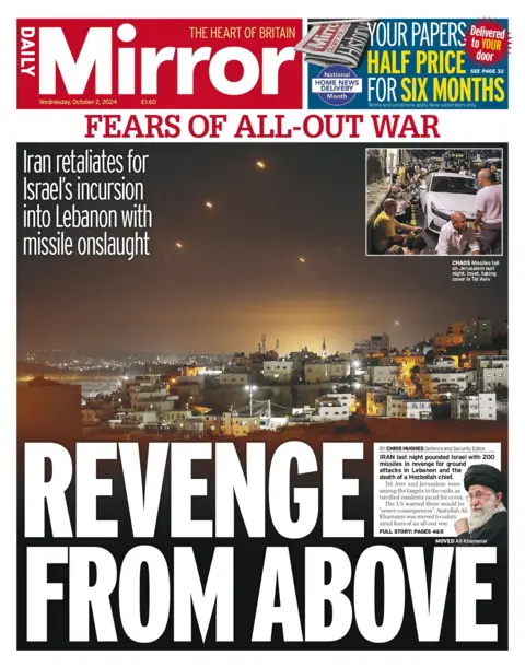 The Daily Mirror front page for 2 October 