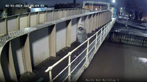 Avon and Somerset Police CCTV footage of dog walker around the Brunel Swing Bridge