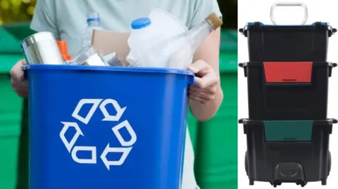 Getty Images | Denbighshire Council Mixed recyclables and the new boxes