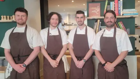 Hayley Coyle/BBC Bavette chefs (L-R) Harrison Smith, Joseph Thorp, Ryan Hill and Sandy Jarvis