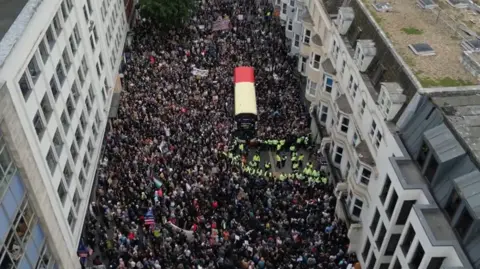 EDDIE MITCHELL A satellite view of the demonstrations in Brighton on Wednesday night