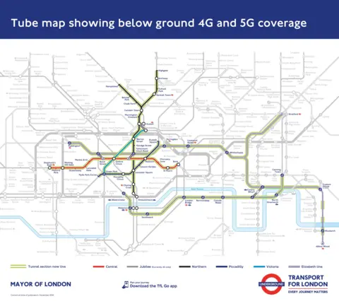 TfL Latest map showing where 4g/5g coverage exists