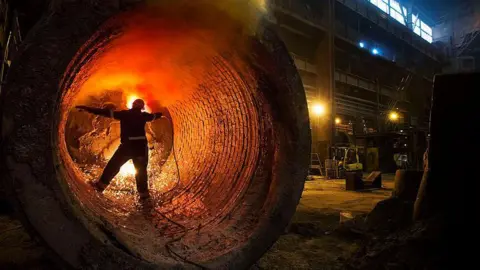 Getty Images of Sheffield Factory Steel Workers