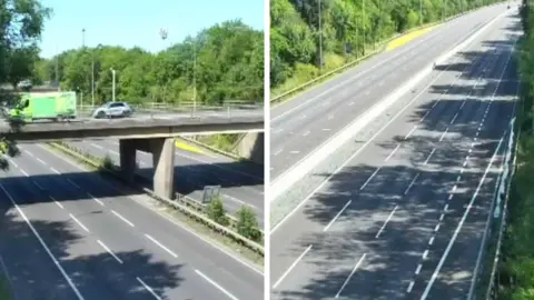 National Highways Composite image of empty carriageways