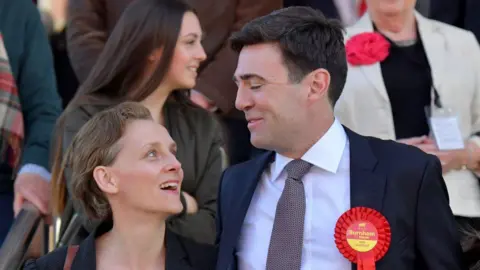Getty Images Van Heel and Burnham during his 2017 Greater Manchester mayor campaign